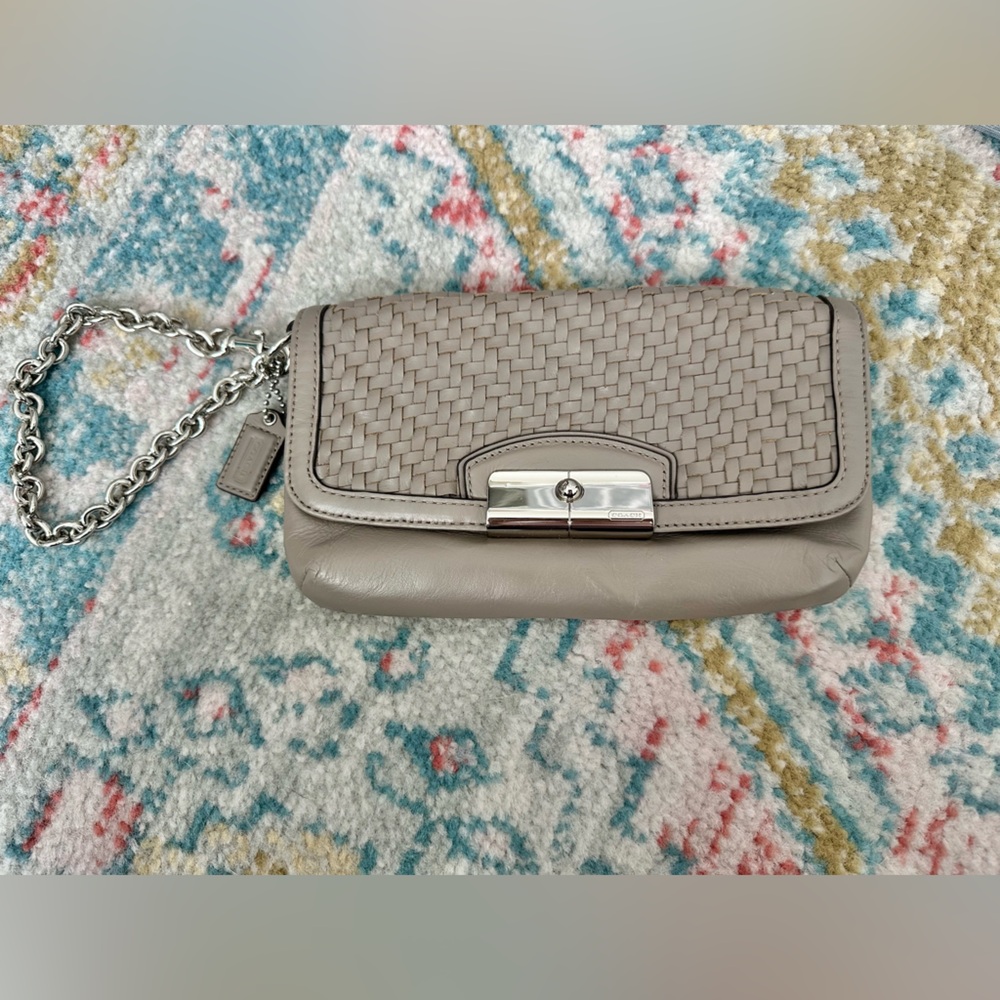 Coach Kristin Woven Leather Wristlet